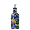 Olieflaske med skænkeprop. Vol. 325 ml. Spansk keramik med store blå blomster, grønne blade og hvid bund. Spansk keramik. Farverig keramik.