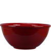 Skål. Ø = 26 cm. Vol. 3000 ml. Honningfarvet bundfarve med bred mørkerød kant. Mistelten-motiv. Spansk keramik. Farverig keramik.