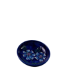 Skål. Ø = 12,5 cm. Vol. 150 ml. Blå bund med valmuer, kornblomster og margeritter i motivet. Spansk keramik. Farverig keramik.