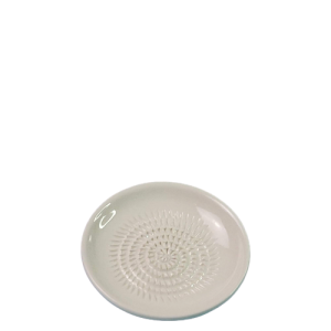 Rasper til hvidløg. Ø = 12,5 cm. Ensfarvet, der er i farverne til alle serierne. Flot blank glasur. Spansk keramik. Farverig keramik.