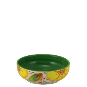 Skål 15 cm i almachar gul serien spansk keramik farverig keramik udvendig dekoration håndmalet