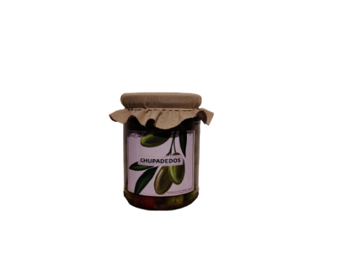 Chupadedos oliven i lækker krydderurtelage i 420 g glas 250 g drænet vægt