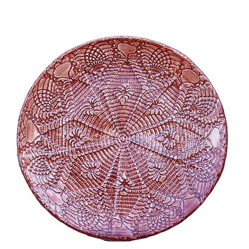 Middagstallerken i Relief-serien brun håndmalet og håndlavet farverigt spansk keramik farveglæde til det skandinaviske look