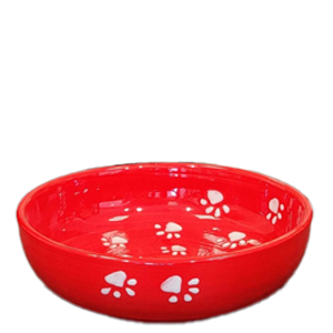 Rojo huellas skål 23 cm. Spansk keramik. håndmalet.