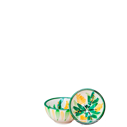 skål 7,5 cm i spansk håndmalet keramik. farverigt keramik